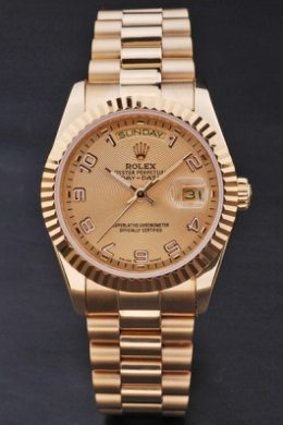 Fake Rolex Day-Date Watch For Sale: All Gold Arabic